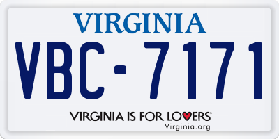 VA license plate VBC7171