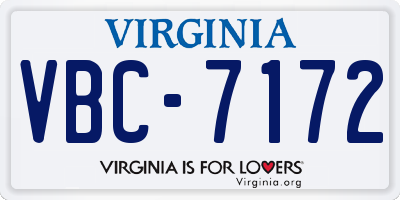VA license plate VBC7172