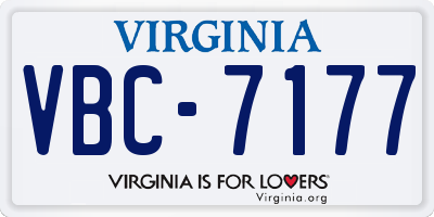 VA license plate VBC7177