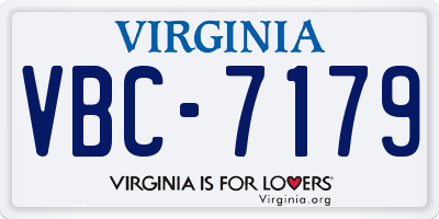 VA license plate VBC7179