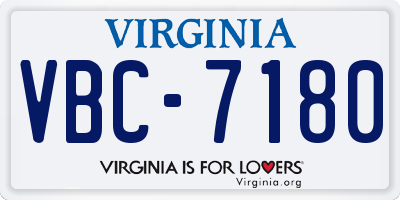 VA license plate VBC7180