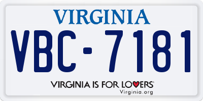 VA license plate VBC7181