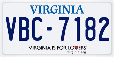 VA license plate VBC7182