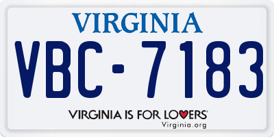 VA license plate VBC7183