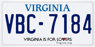 VA license plate VBC7184