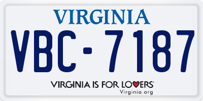 VA license plate VBC7187