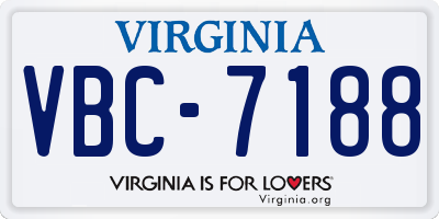 VA license plate VBC7188