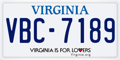VA license plate VBC7189
