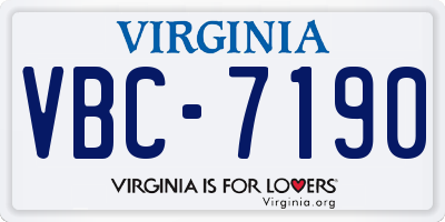 VA license plate VBC7190