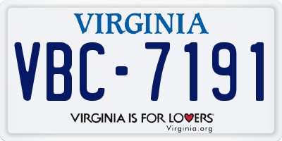 VA license plate VBC7191