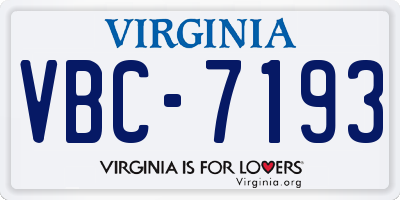 VA license plate VBC7193