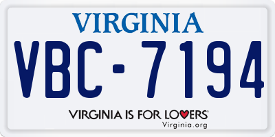 VA license plate VBC7194