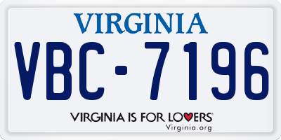 VA license plate VBC7196