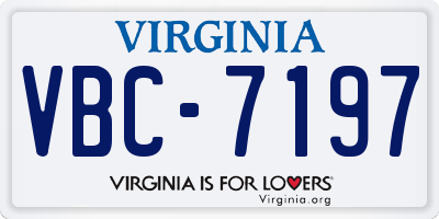 VA license plate VBC7197