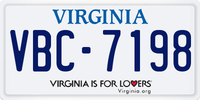 VA license plate VBC7198
