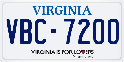 VA license plate VBC7200