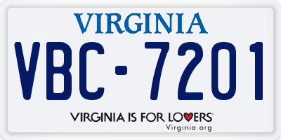 VA license plate VBC7201
