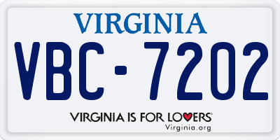 VA license plate VBC7202