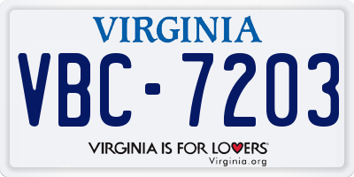 VA license plate VBC7203