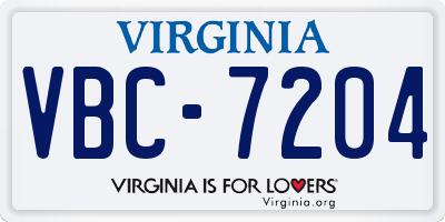VA license plate VBC7204