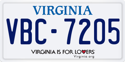 VA license plate VBC7205