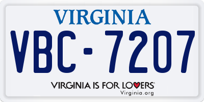 VA license plate VBC7207