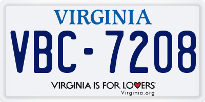 VA license plate VBC7208