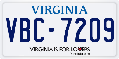 VA license plate VBC7209