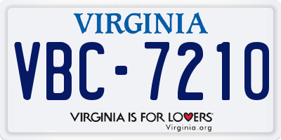 VA license plate VBC7210