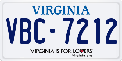 VA license plate VBC7212