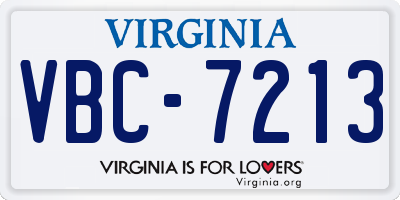 VA license plate VBC7213