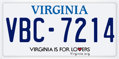 VA license plate VBC7214