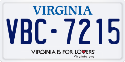 VA license plate VBC7215
