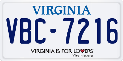 VA license plate VBC7216