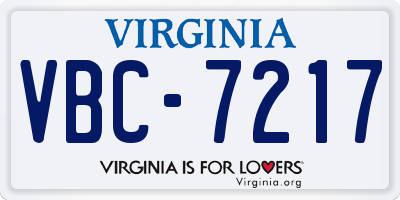VA license plate VBC7217