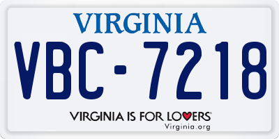 VA license plate VBC7218