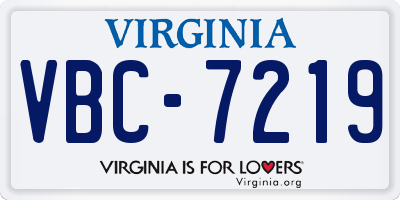 VA license plate VBC7219