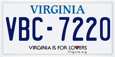 VA license plate VBC7220