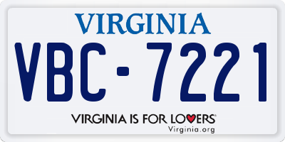 VA license plate VBC7221