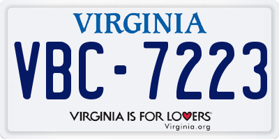 VA license plate VBC7223