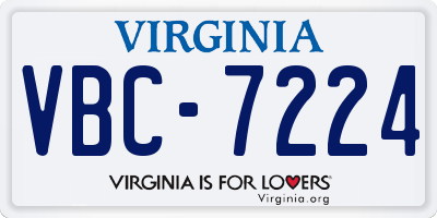 VA license plate VBC7224