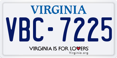 VA license plate VBC7225