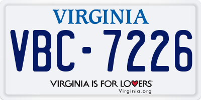 VA license plate VBC7226