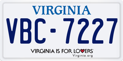 VA license plate VBC7227