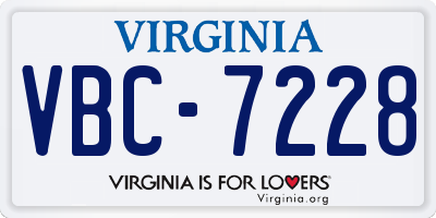 VA license plate VBC7228