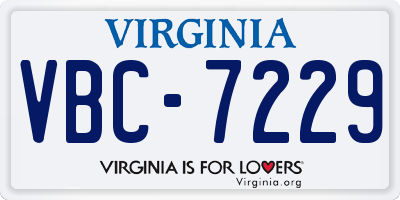 VA license plate VBC7229