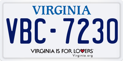 VA license plate VBC7230