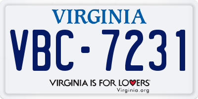 VA license plate VBC7231