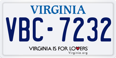 VA license plate VBC7232