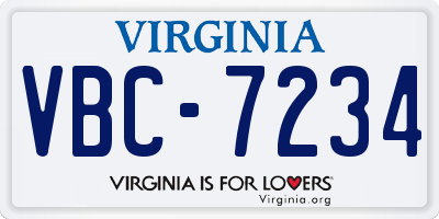 VA license plate VBC7234